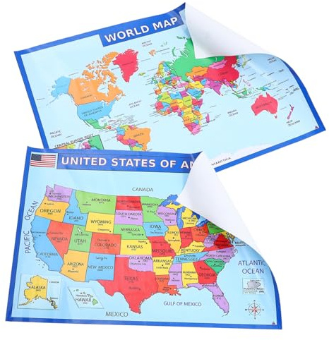 TOGEVAL Världskarta Väggposter Slitstark Geografiplansch för Hem Lärorik för Barnrum Förskola Tydligt Tryck Hållbar Design