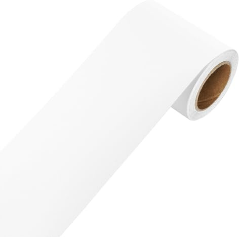 YENHOME Bordüre Selbstklebend Weiß 7.6x600cm Uni Tapetenbordüre Weiß Matt PVC Selbstklebend Wandbordüre Klebeband Vinyl Möbelfolie Wasserdicht für Schlafzimmer Wohnzimmer Dekorative Sockelleiste