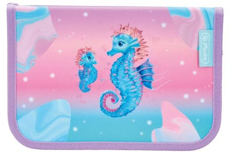 Herlitz Federmäppchen Klappbare Zwei Klappen mit Ausrüstung, Kinder Tasche für Schulutensilien, Funktionelles Schülerausrüstungsset, Ocean Lights