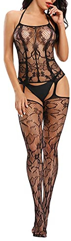 Tuta Sexy Da Donna, Fishnet Camicia Da Notte Bodystocking Con Apertura Sul Cavallo Mutandine Collant Aperto Bodycon Un Pezzo Nylon Per Romantiche Date Indossabili