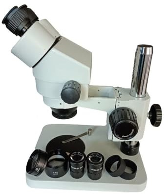 microscopio Kit microscopio microscopio stereo binoculare con zoom, base quadrata con messa a fuoco da 76 mm, obiettivo zoom da 0,7X a 4,5X digitale