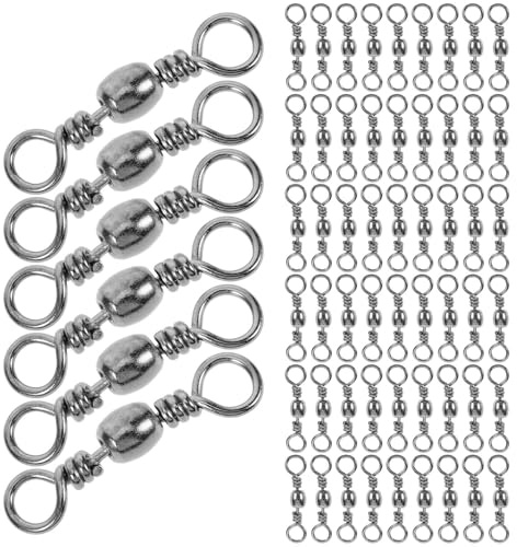 PRETYZOOM Émerillons à Agrafe Pêche 80 Pcs, Connecteurs de Ligne en Acier Inoxydable Haute Résistance, Rotation Fluide Anti-emmêlement, Adaptés Eau Douce et Salée, Accessoires Pêche