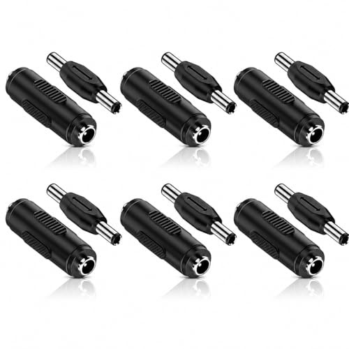 5.5x2.1mm DC Power Coupler Set 6 Pairs, Female DC Connector and Male Adapter Kit, DC Power Female to Female Jack Adapter, 12V Wire Connectors for CCTV LED Strips Router Camera DIY Extension