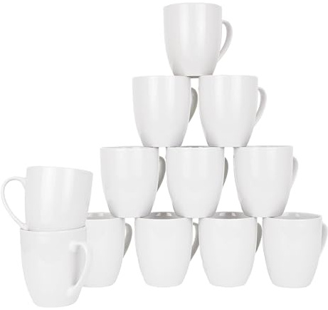 simpa White Porcelain Classic Mugs - Set of 12