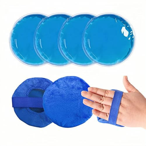 Round Gel Ice Pack Hot Cold Compress Reusable Ice Bag Small Ice Packs for Injuries, Pain Relief 4 Pcs with 2 Cloth Backing Sleeve