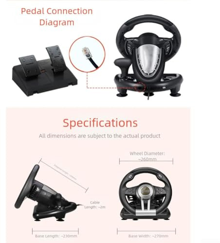 Renn-Lenkrad, vielseitig für PC, PS4, Switch für Xbox, Gaming, Multi-Plattform-Fahrsimulator, Pedale, Vibrationsverstellbar, Orange