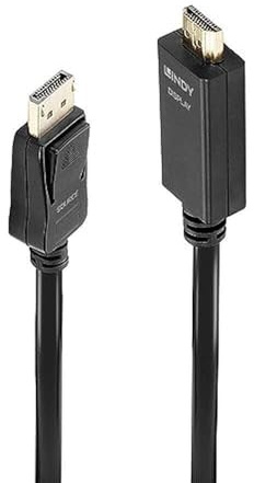 Lindy 36921 - DisplayPort-Kabel HDMI 1.4, 1 Meter, Display Port 1.2 4K 4096x2160@30Hz 10.2G Kompatibel mit TV, Gaming, Monitor, Xbox, PS4, PS5, Blu-Ray, Soundbar Die 2-Jahres-Garantie Schwarz