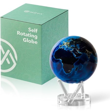 MOVA Globe - Earth at Night Signature (6) | Rotating Globe Powered by Light, No Batteries or Cords | City Lights Satellite Imagery | Unique Gift or Modern Desk Decor