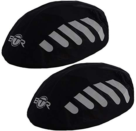 BTR Regenschutz für Fahrradhelm | Wasserdichter Helmbezug | Regenhaube Fahrradhelm | Fahrrad Überzug Universal für alle Helme | x2
