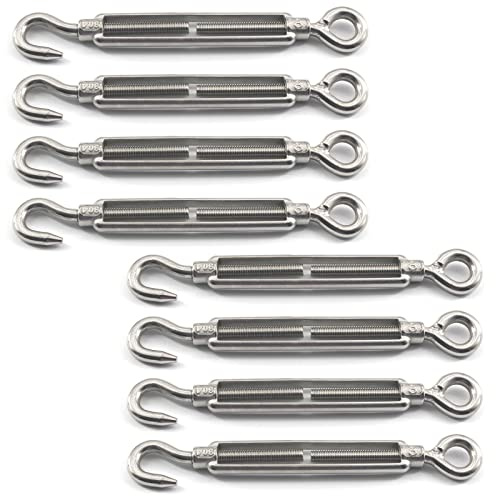 M5 Spannschloss 304 Edelstahl Spannschloss Haken und Auge Spannschloss Drahtseilspannung (8 Stück)
