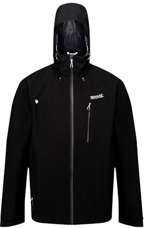 Regatta Birchdale' Birchdale Giacca Tecnica Shell Per Trekking Impermeabile E Traspirante Con Cappuccio Jackets Waterproof Shell, Uomo, Black/Magnet, XXXL