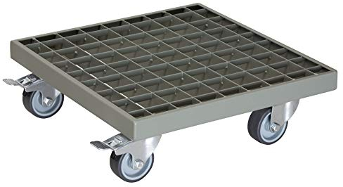 WAGNER Soporte con Ruedas para Plantas Industrial Style 29 x 29 x 9,5 cm I para Interior + Exterior I Soporte de macetas con Ruedas de Rejilla de Acero galvanizado, Grigio I Carga 200 kg - 20701601