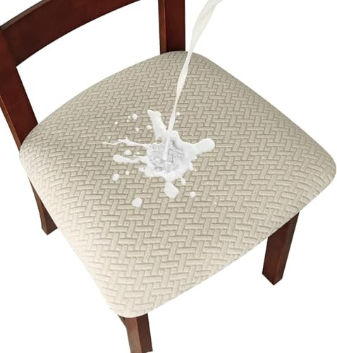 LANSHENG Waterproof Dining Chair Seat Covers Set of 4, Beige