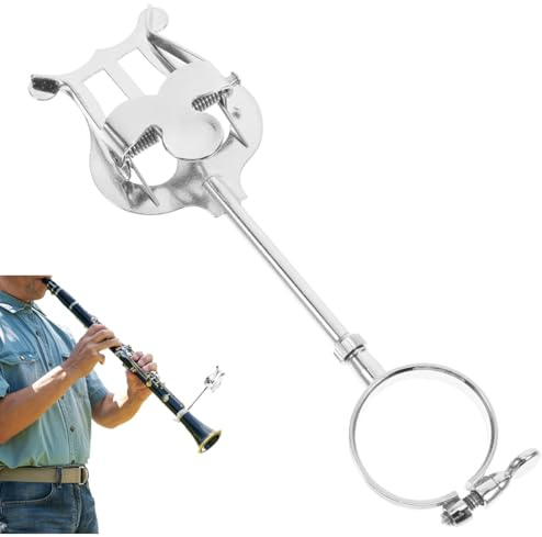 EXCEART Portable Clarinet Music Stand Lightweight Clip-on Sheet Music Holder Compact 6.10X1.81X0.78In for Marching Band and Woodwind Instruments