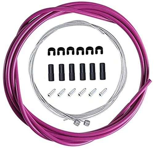 BlueSunshine Bike Bicycle Brake Cable and Housing Set - Basic Brake Cable Replacement Kit for Your Bike, Cable housing 5mm (Purple)