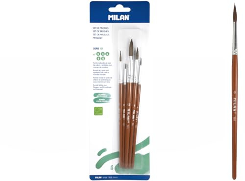 Blíster 5 Pinceles Redondos (Pelo de Cabra y sintético) Serie 101 nº 0,4, 6, 8 y 12