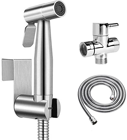 Handheld Toilet Bidet Sprayer Set Kit Spray Attachment with Hose for Feminine Wash Stainless Steel Hand Bidet Faucet for Bathroom Hand Shower Head Self Cleaning