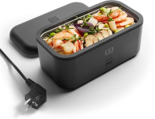 monbento - MB Warmer Onyx - Fiambrera Electrica Comida - Tazón Calentado - Bento Calentado - Fiambrera Bento Trabajo y Viajes de Negocios - Mantene El Calor - Eficaz Segura y Duradera - Negro