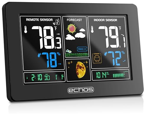 Trådlös väderstation | färgdisplay | larm | vädervohersage | visning av inomhus- och utomhustemperatur | hygrometer | termometer | väderstation | Väckstation | Väderstation | Weather Station