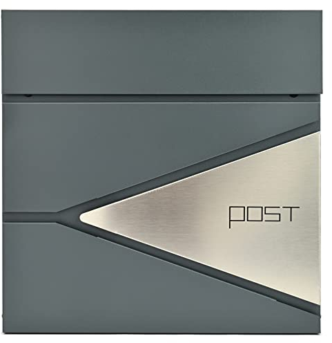 Verda Briefkasten mit Zeitungsfach, Edelstahl, 2X Schlüssel, Postkasten Designer Wandbriefkasten, Schloss unter dem Deckel versteckt, Zeitungsrolle, modern (SN3693-1)