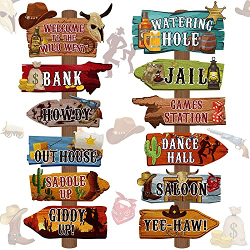 Faccito Western-Party-Richtungsschild, Cowboy-Rodeo-Thema, Ausschnitte, Wilder Westen, Willkommensschild, Dekoration für westliche Geburtstage, Foto-Requisiten, Hintergrund, Wand, Party-Dekorationen