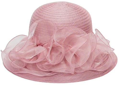 Kentucky Organza-Derby-Hut für Damen, Braut, Hochzeit, Kirche, Teeparty, breite Krempe, Sommer-Sonnenkappe, Helles Violett, Medium