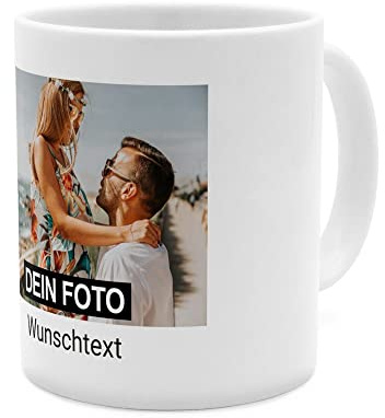PhotoFancy® - Fototasse - Personalisierte Tasse mit eigenem Foto - Weiß - Layout 1 Bild + Text