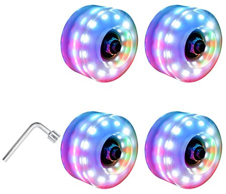 Skateboard Rollen 4 stücke Rollschuh Flashing Rad Leuchten Sie Räder High-Speed ​​60 8rs. Lagerrad for Rollschuhe Skateboards Zubehör Skateboard-Räder (Color : Color wheel)