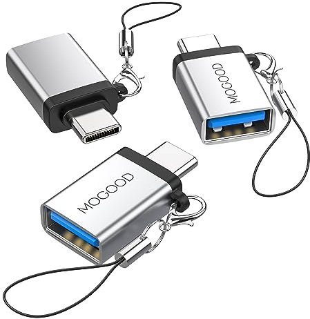 MOGOOD USB-C auf USB 3.0 Adapter, 5Gbps, OTG, 3er Set Silber, MacBook | Aluminium, 5Gbps, Plug-and-Play, für MacBook, Chromebook, Samsung, USB, Festplatte, Maus, Tastatur, Büro, Reisen, Gaming, PC