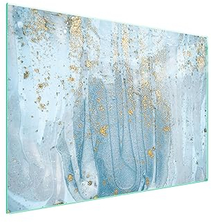TMK ArtDeko Herdabdeckplatte 70x52 cm 1-teilig Ceranfeldabdeckung Induktion Herdschutz Spritzschutz Glasplatte Deko Schneidebrett, Marmor