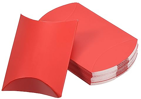 PATIKIL Cuscino Scatole, 50pz Matrimonio Regalo Scatole Carta Scatola 4.5 x 2.8 per Regalo Involucro Matrimonio Feste, Rosso