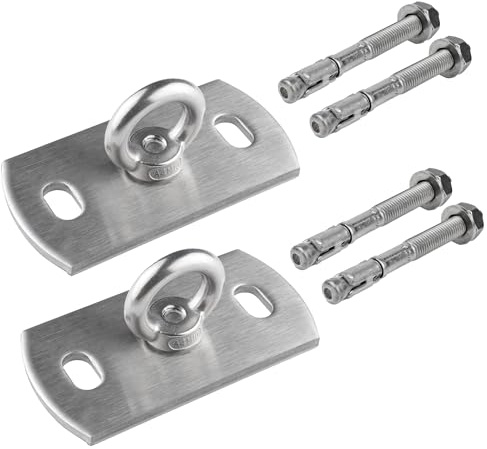 2er-Set Sonnensegel Wandhalterung V2A: Befestigung an Beton mit Fixankern | V2A-Edelstahl Wandhalter - Made in Germany - inkl. 4 M10-Fixankern für Beton: 2 Ankerplatten, sofort montagebereit