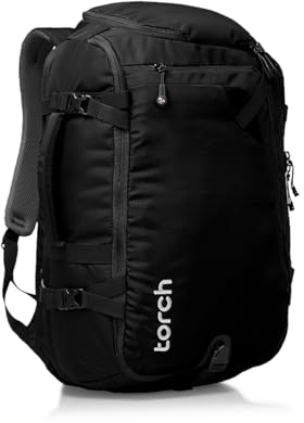 torch Travel Backpack 40L – TSA Friendly Flight Approved, Carry-On Waterproof Hiking Daypack with Rain Cover – Lightweight Rucksack for Camping, Trekking, Outdoor Adventures – Takahagi(Black)