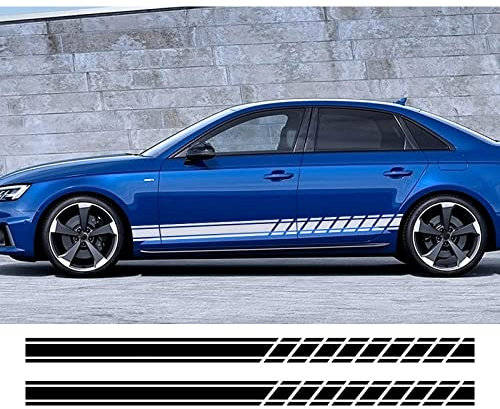 OGRAFF Auto Seitenschweller Aufkleber für Audi A5 A6 C6 C5 C7 A1 A7 A8 Q2 Q3 Q5 Q7 TT RS3 RS4,Auto Seitenstreifen Rock Dekor Aufkleber Karosserie Tür Aufkleber Außen Zubehör,A-Black