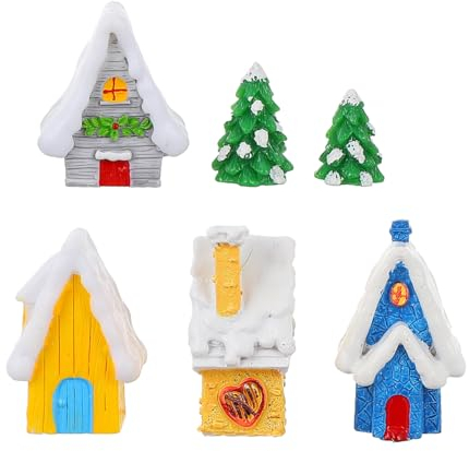 Abaodam Kleiner Weihnachtsornamente Satz 6 Teile Micro Landschaft Kunstharz Weihnachts Deko Für Selbstgemacht Feengarten Puppenhaus Bunt Weihnachtsfeier Bastelspaß