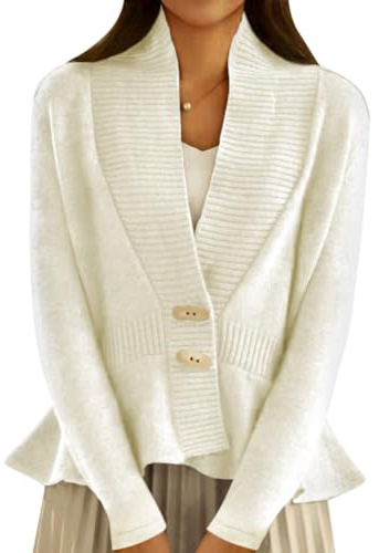 ORANDESIGNE Cardigan Donna Elegante Curvy Maglione Maglia Pullover Lana Leggero Comodo Giacca con Bottoni Caldo Casual Lavorato Maglia Maglioni Coprispalle Vintage Bianco M