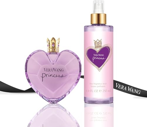 Vera Wang Princess Eau de Toilette Spray for Women, Vanilla, 3.4 Fl Ounce & Princess Hair and Body Mist, 8.4 fl Oz