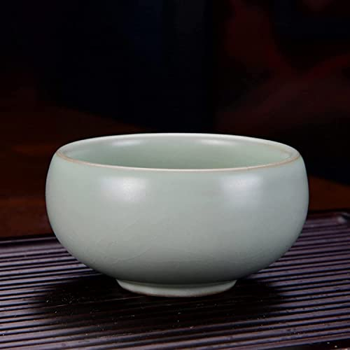 Taza de té retro sopera, lote chino Ru Kiln Crack Taza de té de cerámica Porcelana Tazón de té pequeño Juego de té hecho a mano Accesorios Taza de té maestra Taza individual (Color: S 6X3.5CM 40ML,)(C