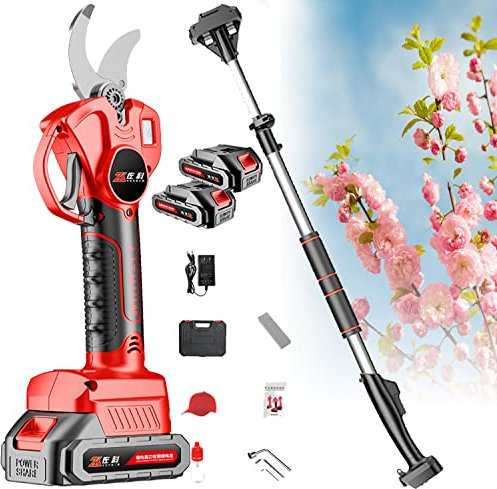 Podadora De Árboles Extensible, Tijeras De Podar Eléctricas Tijeras De Podar De Jardinería Inalámbricas Diámetro De Corte De 30 Mm Tijeras De Podar Potentes con Poste De Extensión De Alcance, Pan