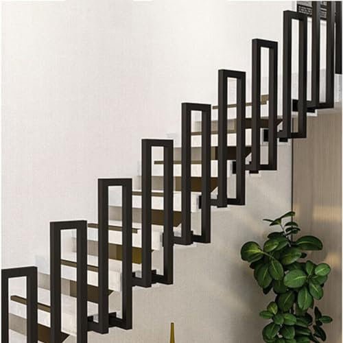 YCZHD Treppe Seitlich Montierte Geländer,Eisenzäune,Dachboden Innenhaushalt einfache Selbstmontierende Duplex-Dachgeländer,Zaunstützstangen(Size:U 45cm,Color:Schwarz)
