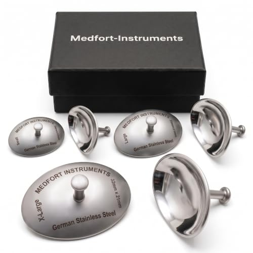 Medfort-Instruments Corneal Eye Shield Protector Stainless Steel, Set of 3 Pairs: Small 26x17mm, Large 29x21mm, X-Large 32x21mm