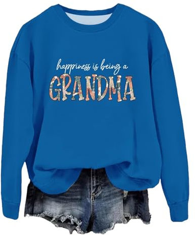 Dinglong Gadget per la casa Felpa da Nonna da Donna Felpe Girocollo Senza Cappuccio La Felicità è Essere Nonna Gadget per la casa