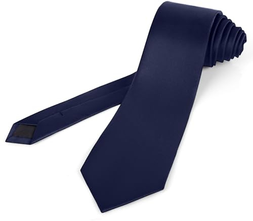 Puistr Cravatta da uomo XL da 160 cm, extra lunga, tinta unita, 8,5 cm, cravatta grande e alta da uomo, con confezione regalo, Blu navy, Medium