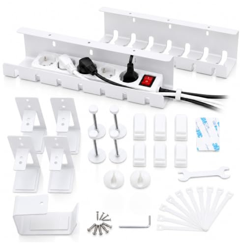 XEEMKAR| Bandeja Organizador Cables Escritorio, x2 organizadores de Cables, sin o con taladros, Incluye Soporte Auricular, Esconder Cables en tu Oficina/Casa, Bandeja Cables Escritorio.