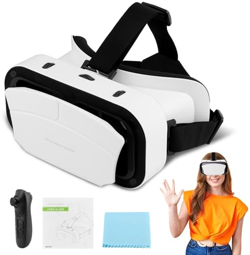 Virtual Reality Goggles, 3D VR Glasses Adjustable VR Virtual Reality Headset with Wide Angle Lens, Universal 3D VR Headset HD Goggles for Phone Movies Games