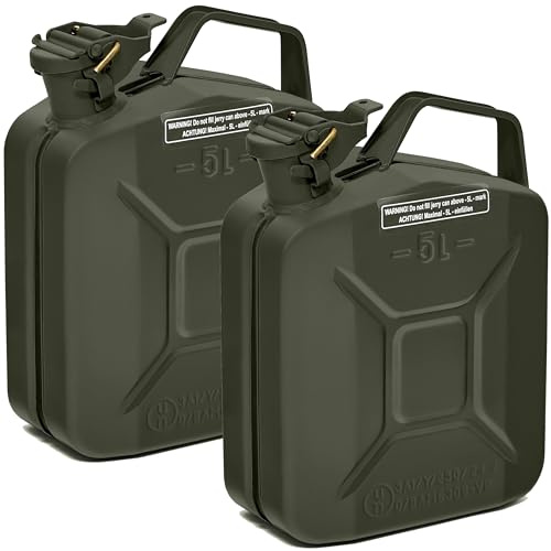 BW® Jerrycan métallique 2x 5 Litres - Vert bronze - RAL 6031-F9 - contrôlé TÜV et homologué ONU - Acier 0,8mm DIN 7274 pour essence diesel E10 - Fabriqué en Europe