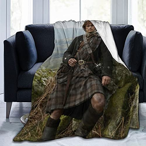 QapLWczK Coperta Jamie Fraser Coperta Ultra Morbida Flanella Leggera Coperta per Divano Letto Coperta Termica Calda In Microfibra Di Flanella Sfocata Per Tutte Le Stagioni Uso 127 x 101,6 cm, Nero
