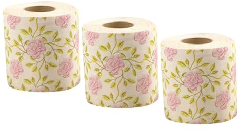 OKUMEYR Carta Igienica in Polpa di Bambù 3 Pezzi Stampa Decorativa a Rose, Morbida e Creativa per Bagno, per L'uso Quotidiano e Decorazione Raffinata