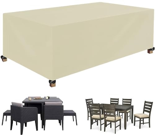 XUEQXUE Bâche de Protection 140 x 90 x 55 cm Housse Salon de Jardin Imperméables, Imperméable, Indéchirable, Housses de Meubles de Jardin, pour Tables,Chaise,Canapé, Beige