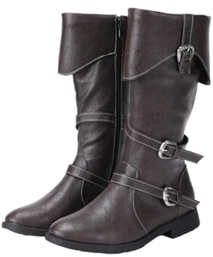 Helltaker Renaissance-Vintage-Stiefel für Herren, Mittelalter-Cosplay, Halloween, Wikinger, Pirat, Reitschuhe